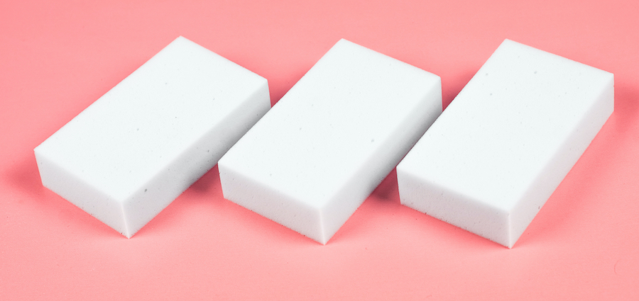 White sponge cleaning erasers